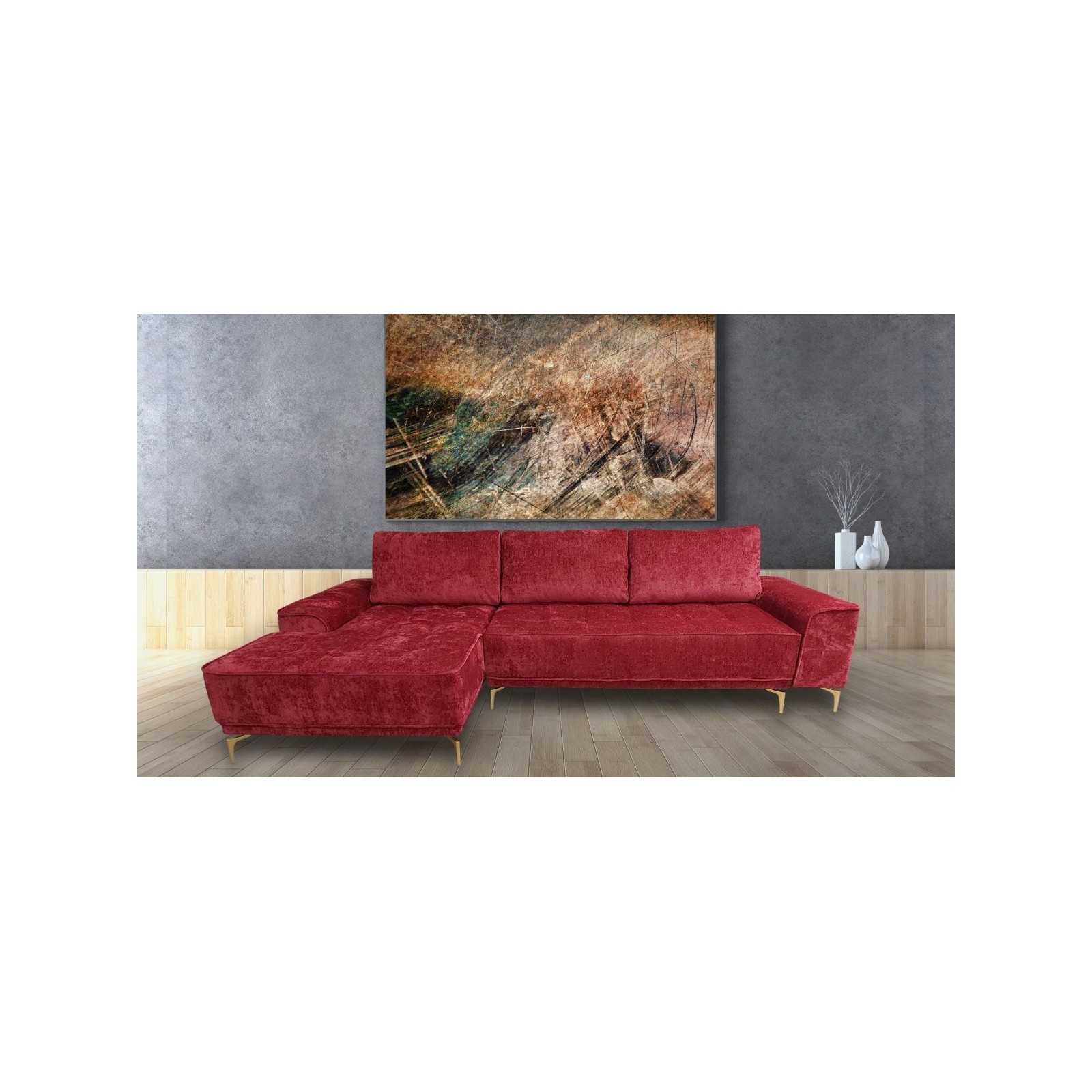 coltar modern, extensibil cu lada, Baron, rosu, dimensiuni si culori la comanda,canapea coltar sufragerie