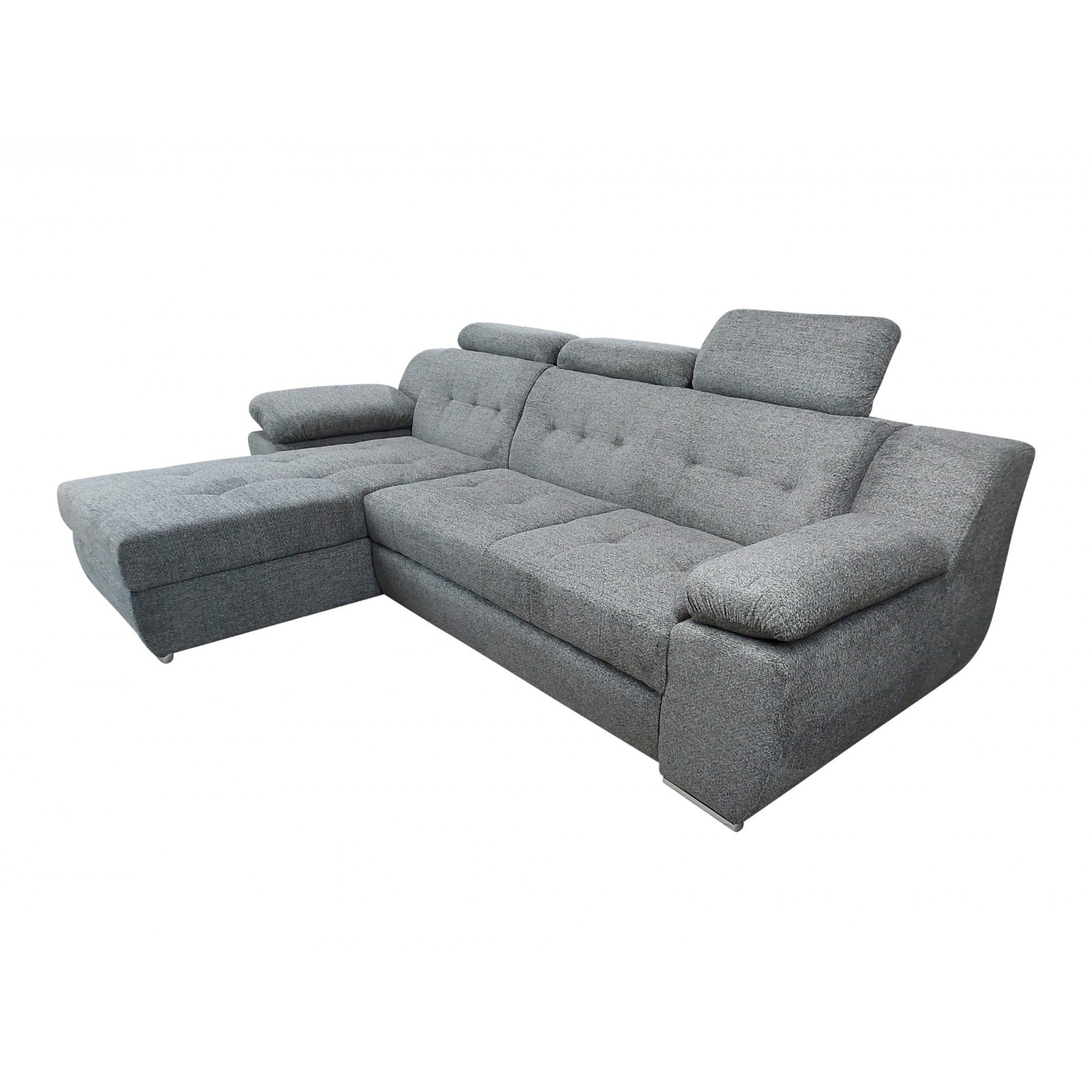 coltar sufragerie, extensibil cu lada,tetiere si brate reglabile, modern,robust, Lord, stofa, gri, la comanda
