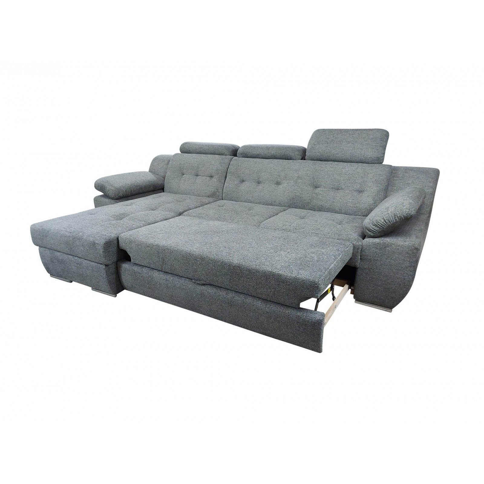 coltar sufragerie, extensibil cu lada,tetiere si brate reglabile, modern,robust, Lord, stofa, gri, la comanda