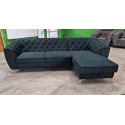 coltar tip chesterfild, extensibil cu lada, pentru living, cu picioare inalte, Luis 1, albastru