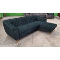 coltar tip chesterfild, extensibil cu lada, pentru living, cu picioare inalte, Luis 1, albastru