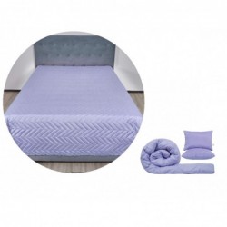 Pachet 1 Set SomnART gama Coral, Pilota 200x220 cm si 2 perne 50x70 cm + Cuvertura Microfibra, 210x240, Lavander