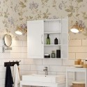 Cabinet de perete, Cabinet de depozitare din baie, dulap de medicamente cu rafturi reglabile, uși duble, 60 x 18 x 60 cm, stil nordic scandinav, alb mat BBC320W01