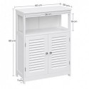 Cabinet de podea de baie din lemn Rack de depozitare, dulap de bucătărie Standing liber, cu uși dublu, alb BBC40WT