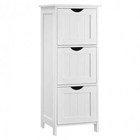 Cabinet de depozitare la podea din baie, unitate de depozitare slabă 3 sertare, 32 x 30 x 81 cm, pentru baie, sufragerie, dormitor, bucătărie, stil nordic scandinav, alb mat BBC50WT