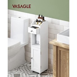 BBC846P31 Cabinet de toaletă, cabinet de baie, raft de baie cu raft reglabil, picioare impermeabile, pentru spații mici, alb