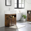Cabinet sub chiuvetă, unități de vanitate din baie, dulap de depozitare, 60 x 30 x 63 cm, cu 2 uși cu veranda, raft reglabil, rustic maro BBK04BX