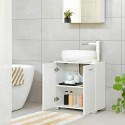 Cabinet de depozit sub chiuvete, cabinet de baie cu 2 uși, raft reglabil, picioare de jos, 60 x 30 x 63 cm, alb BBK110W01