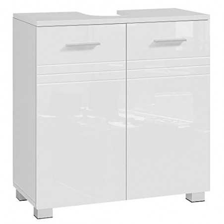 BBK112W01 Cabinet de baie cu ușă dublă, raft reglabil, baghetă moale pentru baie, 60 x 30 x 63 cm, alb BBK112W01