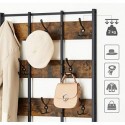 Rack de haine independent, organizator de intrare, cu 8 cârlige duble și bancă de pantofi, 2 rafturi cu plasă, pentru dormitor, cadru din oțel, industrial, rustic maro și negru HSR087B01
