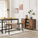 Banci de masă, set de 2, banci de interior de stil industrial, 108 x 32,5 x 50 cm, cadru metalic durabil, pentru bucătărie, sufragerie, sufragerie, rustic maro KTB33X