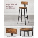 Scaune de bar, scaune de bucătărie, set de 2 scaune de bar înalte cu spate, cadru de oțel, scaun înalt de 73 cm, ușor de asamblat, industrial, rustic maro și negru LBC026B01V1