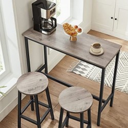 Set de 2 scaune de bar scaune de bucătărie cu cadru de oțel robust Înălțimea 65 cm rotundă Easy Assembly Stil industrial gri-negru LBC032B02