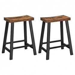 Set de 2 scaune de bar cu scaune curbate bucătărie bucătărie studio de design industrial 46,2 x 33 x 60 cm Vintage maro/negru LBC074B01