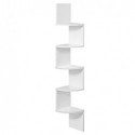 Raft de colţ, raft de pereţi plutitor de 5 nivele cu design Zigzag, raft de cărţi, alb LBC20WT