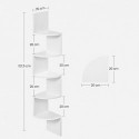 Raft de colţ, raft de pereţi plutitor de 5 nivele cu design Zigzag, raft de cărţi, alb LBC20WT