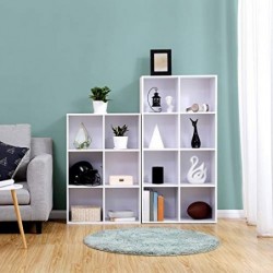 Raft de cărți, raft de cărți din lemn și raft de afișare, cabinet independent pentru birou, sufragerie, dormitor, alb LBC24WT