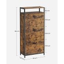 Cabinet de pantofi cu 3 uși flip, raft de depozitare cu compartiment deschis, divizoare interne, pentru 15-18 perechi de pantofi, 60 x 30 x 130 cm, rustic maro și negru LBS101B01