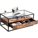 Habitat et Jardin Wooden Coffee Table, Rustic Brown/Black, 106 x 57 x 45 cm