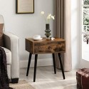 Masa de noapte, masa finală, canapea masa laterală cu sertar și picioare conice, stil retro, maro rustic LET176B01