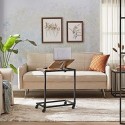 Masa de canapea, masa laterală cu tavan înclinat, cadru din oțel, pentru sufragerie, dormitor, montare ușoară, rustic maro și negru LET352B01