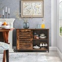 Cabinet de bucătărie cu uși glisante, sertar, sufragerie, salon, hol, bucătărie, birou, cadru din oțel, stil industrial, rustic maro și negru LSC081B01