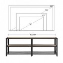 Suport TV pentru TV de până la 65 inchi, masă TV, centru de divertisment, consolă TV cu 3 niveluri, cadru de oțel, stil industrial, pentru sufragerie, gri și negru ULTV094B02