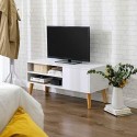 Scandinavian TV Stand, Retro TV Console, Centru de divertisment pentru TV cu ecran plat, console de jocuri, în sufragerie, cameră de divertisment, birou, alb LTV09WT