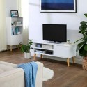 Scandinavian TV Stand, Retro TV Console, Centru de divertisment pentru TV cu ecran plat, console de jocuri, în sufragerie, cameră de divertisment, birou, alb LTV09WT