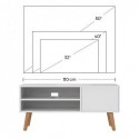 Scandinavian TV Stand, Retro TV Console, Centru de divertisment pentru TV cu ecran plat, console de jocuri, în sufragerie, cameră de divertisment, birou, alb LTV09WT