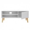 Scandinavian TV Stand, Retro TV Console, Centru de divertisment pentru TV cu ecran plat, console de jocuri, în sufragerie, cameră de divertisment, birou, alb LTV09WT