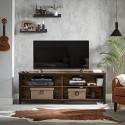 Suport TV, dulap TV cu 4 cuburi pentru televizoare de până la 65 inchi, unitate de masă TV cu rafturi reglabile și gestionare a cablurilor, industrial, maro rustic și negru LTV304B01