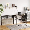 Biroul de calculator, biroul de scris pliabil cu 8 cârliguri, biroul de lucru de studiu, fără instrumente necesare, industrial, pentru birou, laptop și PC, gri și negru LWD042B02