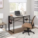 Biroul de calculator, biroul de scris pliabil cu 8 cârliguri, biroul de lucru de studiu, fără instrumente necesare, industrial, pentru birou, laptop și PC, gri și negru LWD042B02