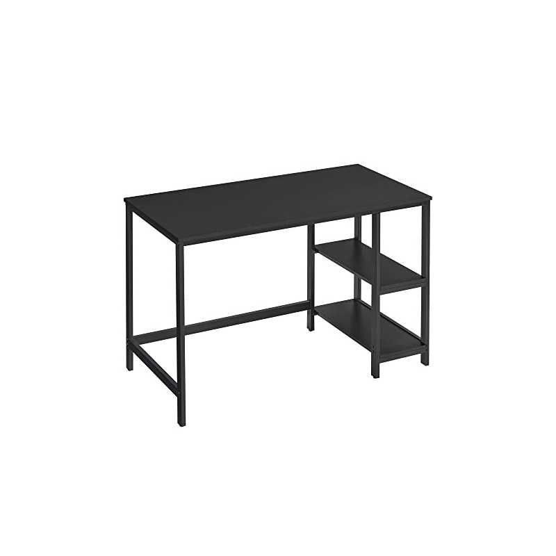 LWD047B16 Computer Desk PC Desk Office Table cu 2 rafturi pe partea dreaptă sau stângă pentru birou Camera de zi Cadru din oțel Design industrial Negru