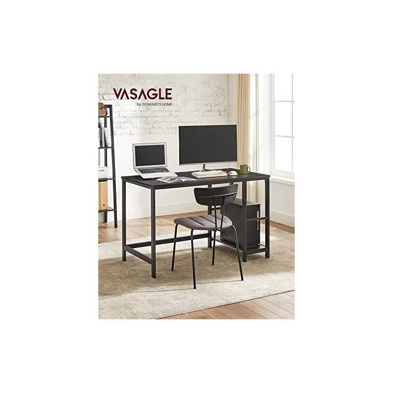 LWD047B16 Computer Desk PC Desk Office Table cu 2 rafturi pe partea dreaptă sau stângă pentru birou Camera de zi Cadru din oțel Design industrial Negru