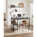 LWD047B16 Computer Desk PC Desk Office Table cu 2 rafturi pe partea dreaptă sau stângă pentru birou Camera de zi Cadru din oțel Design industrial Negru