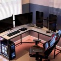 Biroul de calculator în formă de L, biroul de colț pentru studiu, birou, jocuri, economisire de spațiu, asamblare ușoară, design industrial, gri și negru LWD073B02