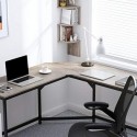Biroul de calculator în formă de L, biroul de colț pentru studiu, birou, jocuri, economisire de spațiu, asamblare ușoară, design industrial, gri și negru LWD073B02