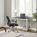 Biroul de calculator, biroul cu birou mare, biroul stabil, masa de masă modernă, biroul de acasă, asamblare ușoară, 120 x 60 x 76 cm (L x W x H), negru, alb LWD64B
