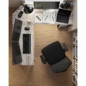 Birou pentru computer, birou de colț în formă de L, stație de lucru cu rafturi pentru biroul acasă, economisește spațiu, ușor de asamblat, industrial, gri și negru LWD72MB