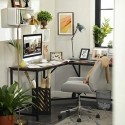 Biroul de calculator în formă de L, biroul de colț pentru studiu, birou, jocuri, economisire de spațiu, asamblare ușoară, design industrial, rustic maro și negru LWD73X