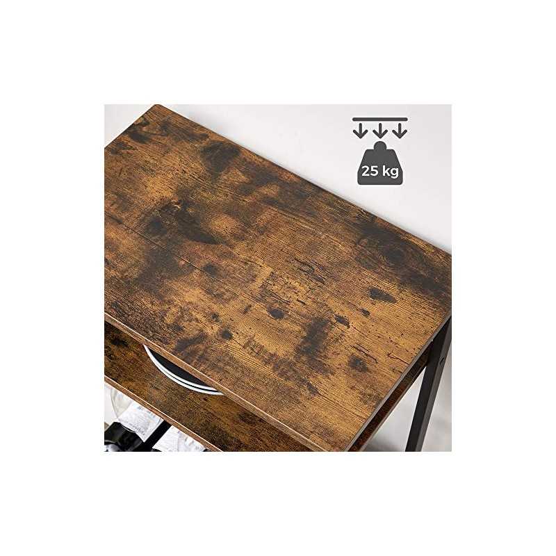 Suport pentru vin, Suport pentru 20 de sticle, Suport pentru vin, Suport pentru sticle cu suport pentru sticla, pentru pivnita, bucatarie, sufragerie, stil industrial, 50 x 32 x 100 cm, maro rustic si negru LWR020B01