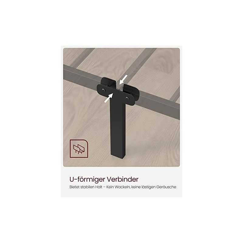 Cadru pat dublu Cadru pat metalic, se potriveste cu saltea de 140 x 190 cm, pentru adulti, copii, copii, nu este nevoie de arc, montaj simplu, pentru spatii mici, negru RMB063B01