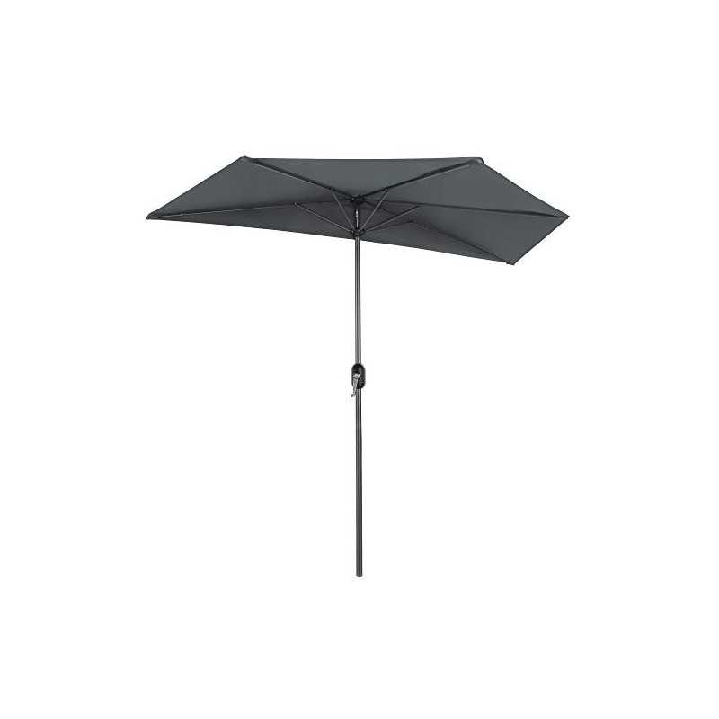 Umbrelă de umbrelă, Dia. Umbra de soare de 2,7 m, acoperis semicircular din poliester, mecanism de cotitură, umbră de soare cu protecție UPF 50+, bază nu este inclusă, terasă de grădină în aer liber, GPU31GY gri afumat