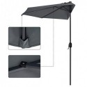 Umbrelă de umbrelă, Dia. Umbra de soare de 2,7 m, acoperis semicircular din poliester, mecanism de cotitură, umbră de soare cu protecție UPF 50+, bază nu este inclusă, terasă de grădină în aer liber, GPU31GY gri afumat