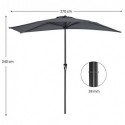 Umbrelă de umbrelă, Dia. Umbra de soare de 2,7 m, acoperis semicircular din poliester, mecanism de cotitură, umbră de soare cu protecție UPF 50+, bază nu este inclusă, terasă de grădină în aer liber, GPU31GY gri afumat