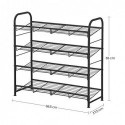 Rack de încălțăminte cu 4 niveluri, organizator de depozitare a încălțămintilor, de până la 16 perechi, din oțel, 68,5 x 27,5 x 65 cm, pentru tocuri înalte, antrenori, papuci, în intrare, negru LMR067B01