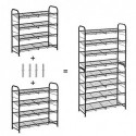 Rack de încălțăminte cu 4 niveluri, organizator de depozitare a încălțămintilor, de până la 16 perechi, din oțel, 68,5 x 27,5 x 65 cm, pentru tocuri înalte, antrenori, papuci, în intrare, negru LMR067B01