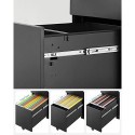 Cabinet de arhivă de birou Cabinet mobil de depozitare cu roți și blocare pentru documente și dosar suspendat cu 3 sertare Negru OFC031B01